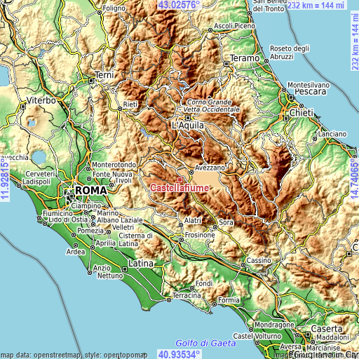 Topographic map of Castellafiume