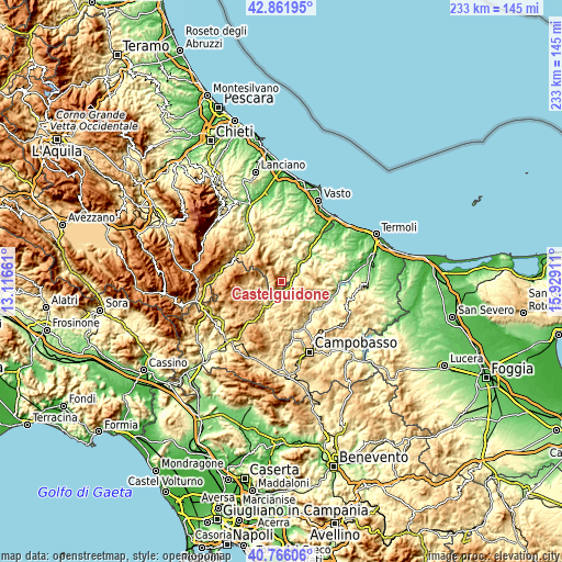 Topographic map of Castelguidone