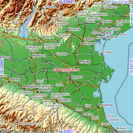 Topographic map of Castelguglielmo