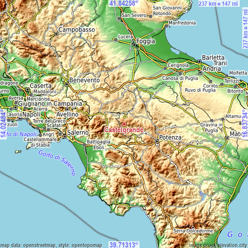 Topographic map of Castelgrande