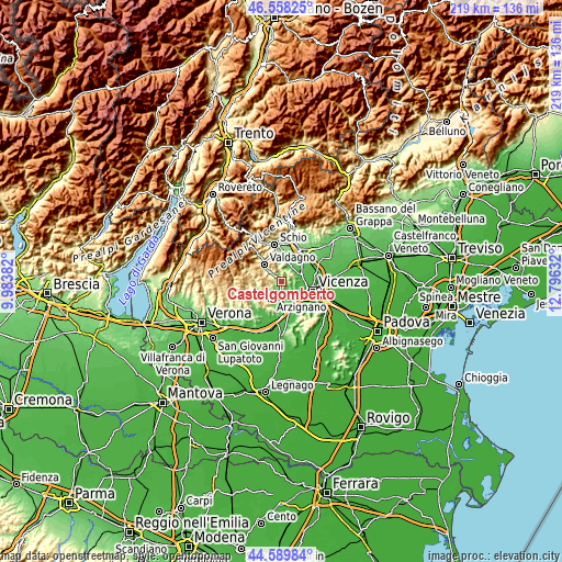 Topographic map of Castelgomberto