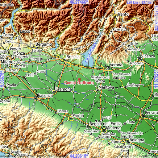 Topographic map of Castel Goffredo