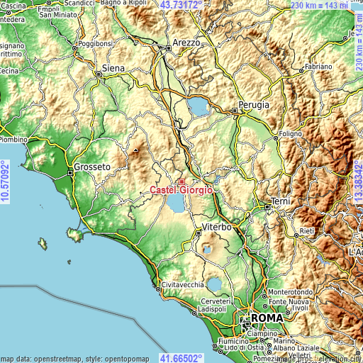 Topographic map of Castel Giorgio