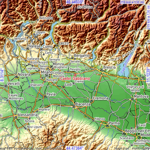 Topographic map of Castel Gabbiano