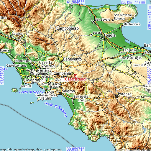 Topographic map of Castelfranci