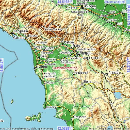 Topographic map of Castelfiorentino