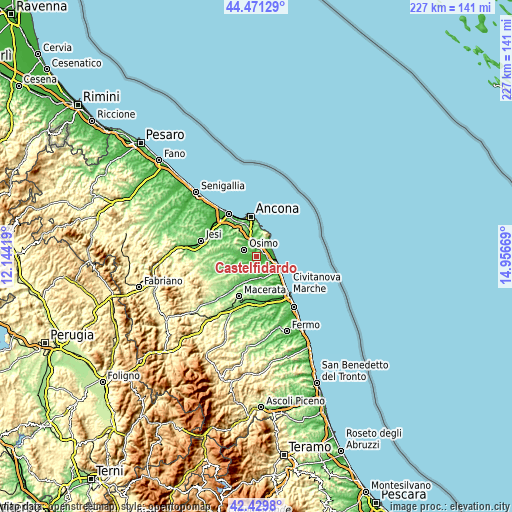 Topographic map of Castelfidardo