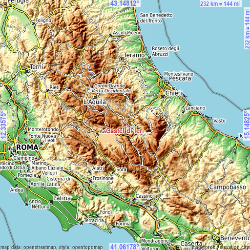 Topographic map of Castel di Ieri