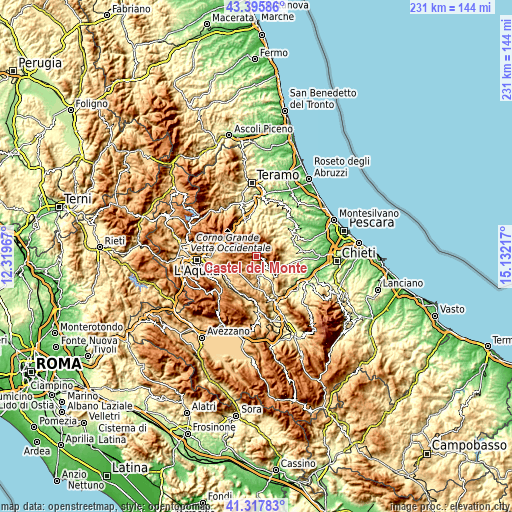 Topographic map of Castel del Monte