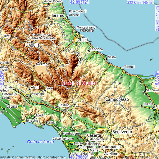 Topographic map of Castel del Giudice