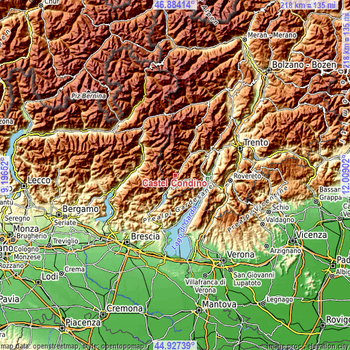 Topographic map of Castel Condino