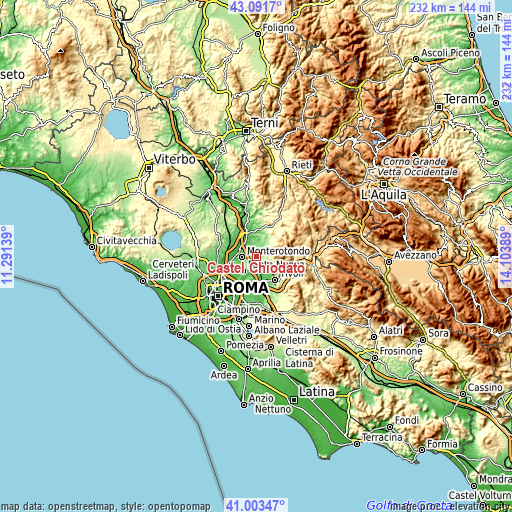 Topographic map of Castel Chiodato