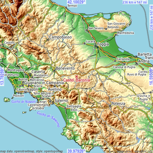 Topographic map of Castel Baronia