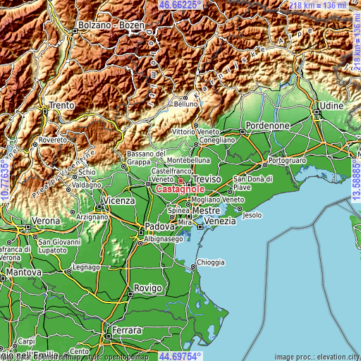 Topographic map of Castagnole