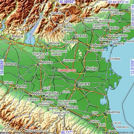 Topographic map of Castagnaro