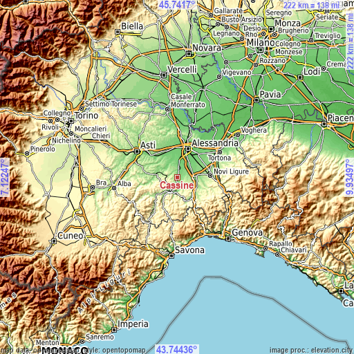 Topographic map of Cassine