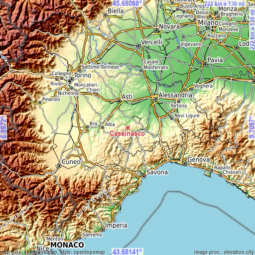 Topographic map of Cassinasco