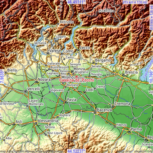 Topographic map of Cassina de' Pecchi