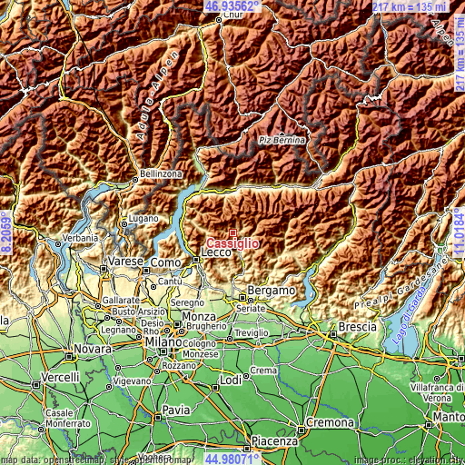 Topographic map of Cassiglio