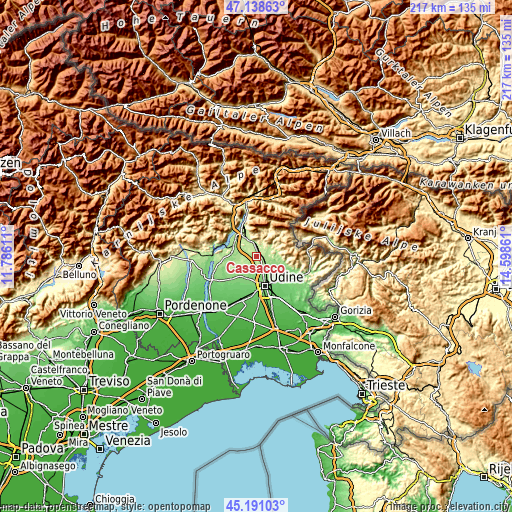 Topographic map of Cassacco