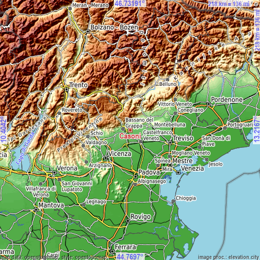 Topographic map of Casoni