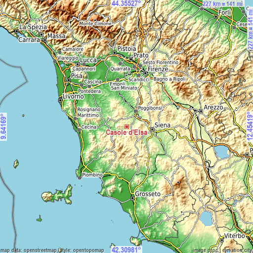 Topographic map of Casole d'Elsa