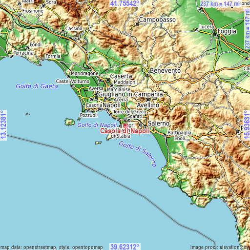 Topographic map of Casola di Napoli