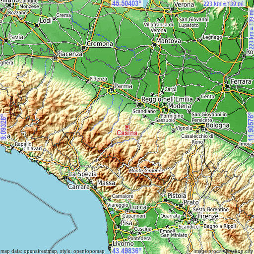 Topographic map of Casina