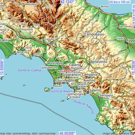 Topographic map of Caserta