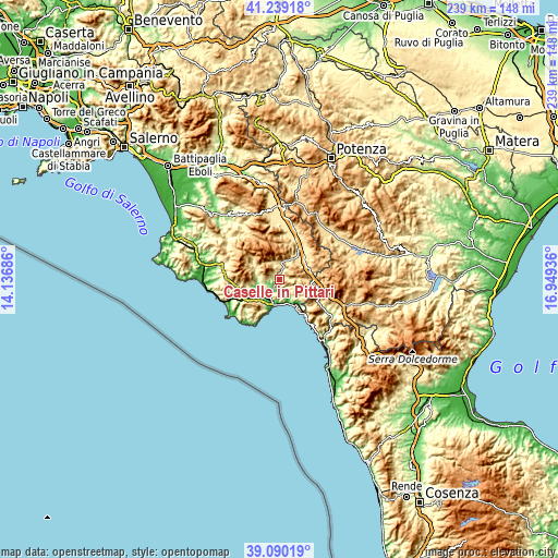 Topographic map of Caselle in Pittari