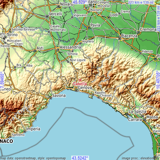 Topographic map of Casella