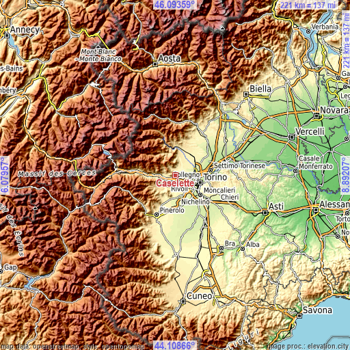 Topographic map of Caselette
