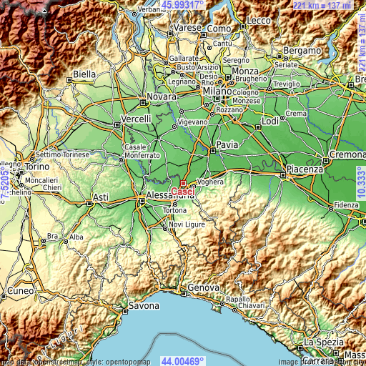 Topographic map of Casei