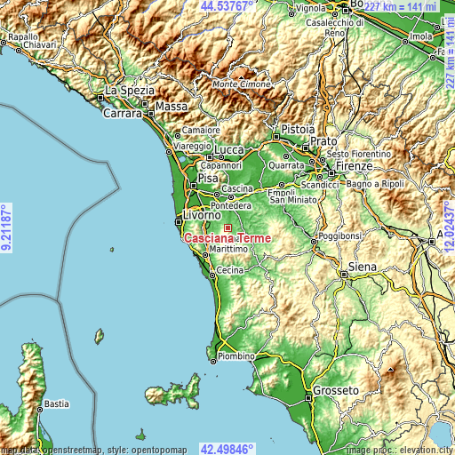Topographic map of Casciana Terme