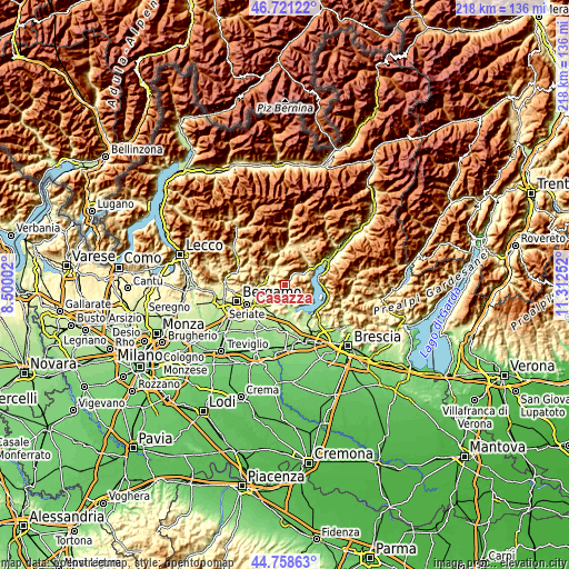 Topographic map of Casazza