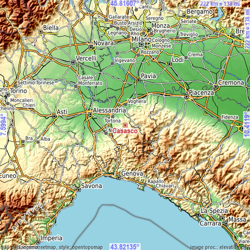 Topographic map of Casasco