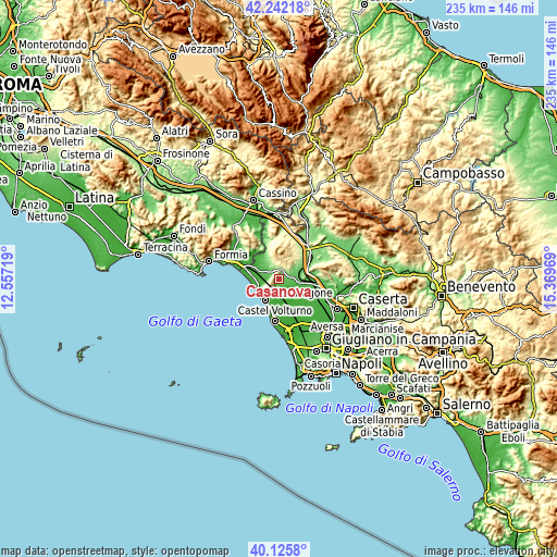 Topographic map of Casanova