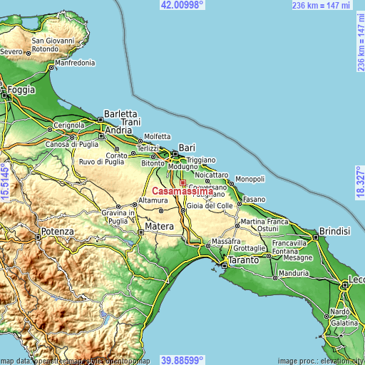 Topographic map of Casamassima