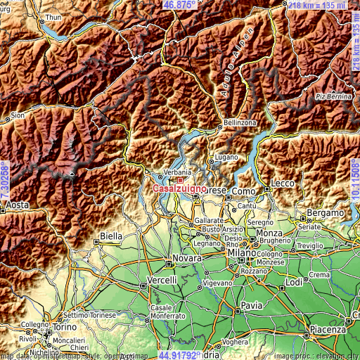 Topographic map of Casalzuigno