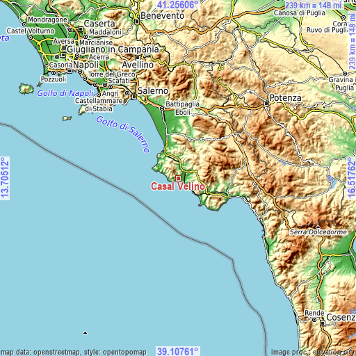 Topographic map of Casal Velino