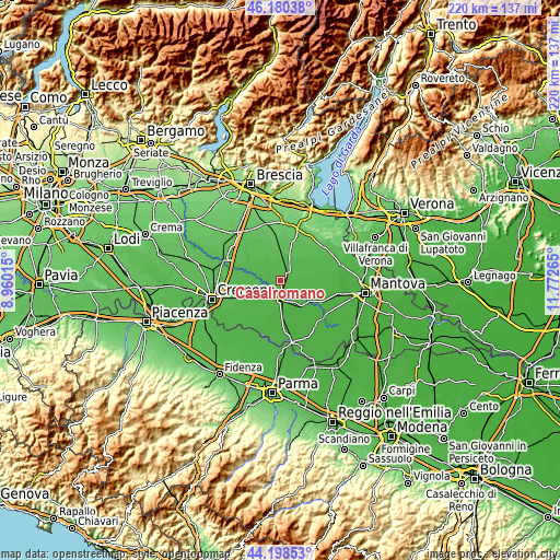 Topographic map of Casalromano