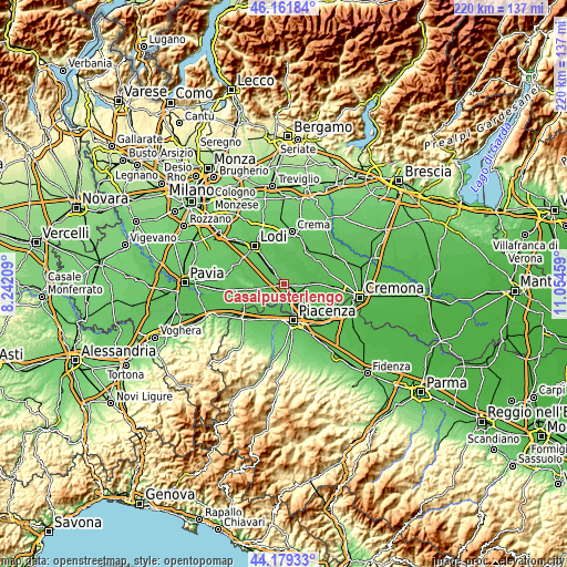Topographic map of Casalpusterlengo