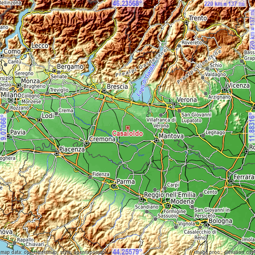 Topographic map of Casaloldo