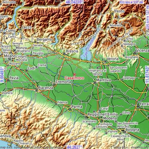 Topographic map of Casalmoro