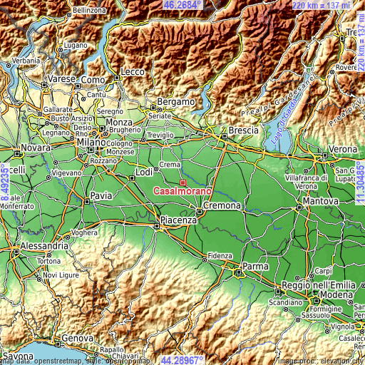 Topographic map of Casalmorano