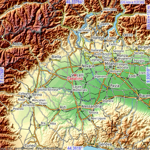 Topographic map of Casalino