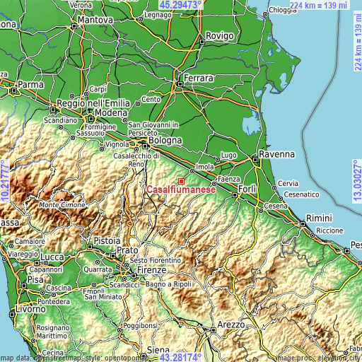 Topographic map of Casalfiumanese
