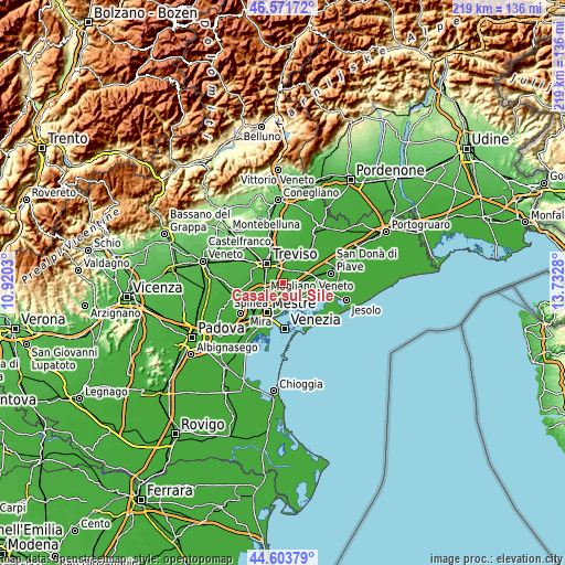 Topographic map of Casale sul Sile