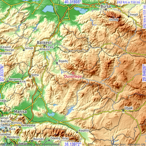 Topographic map of Düvertepe