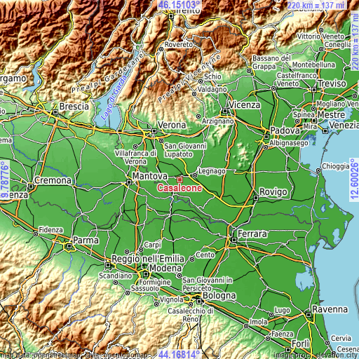 Topographic map of Casaleone